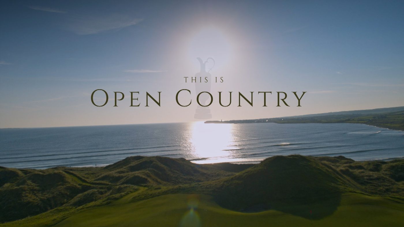 This Is Open Country title card over the links and coastline